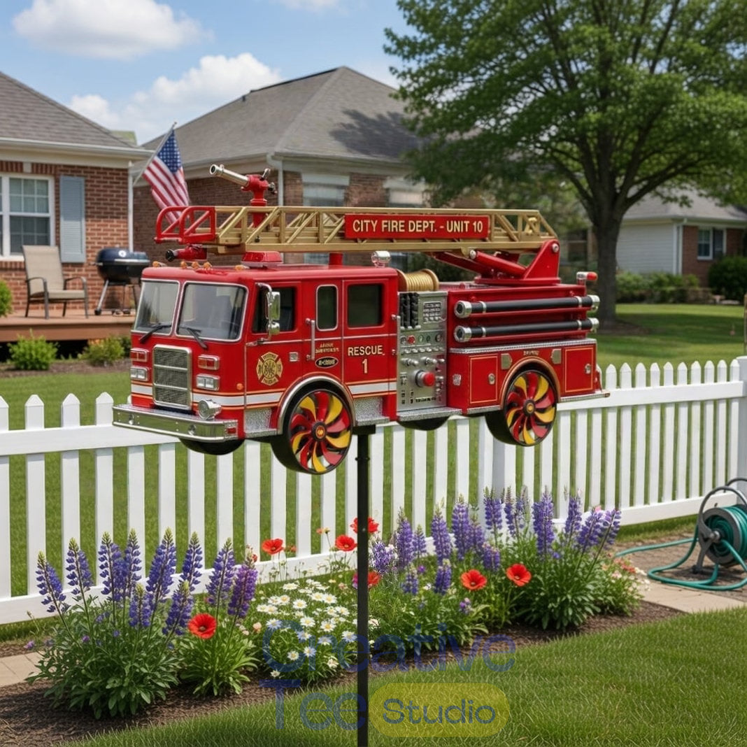 Fire Truck Garden Wind Spinner