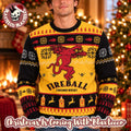 Fireball Cinnamon Whisky Big Logo Signature Yellow Red Black Knitted Christmas Ugly Sweater