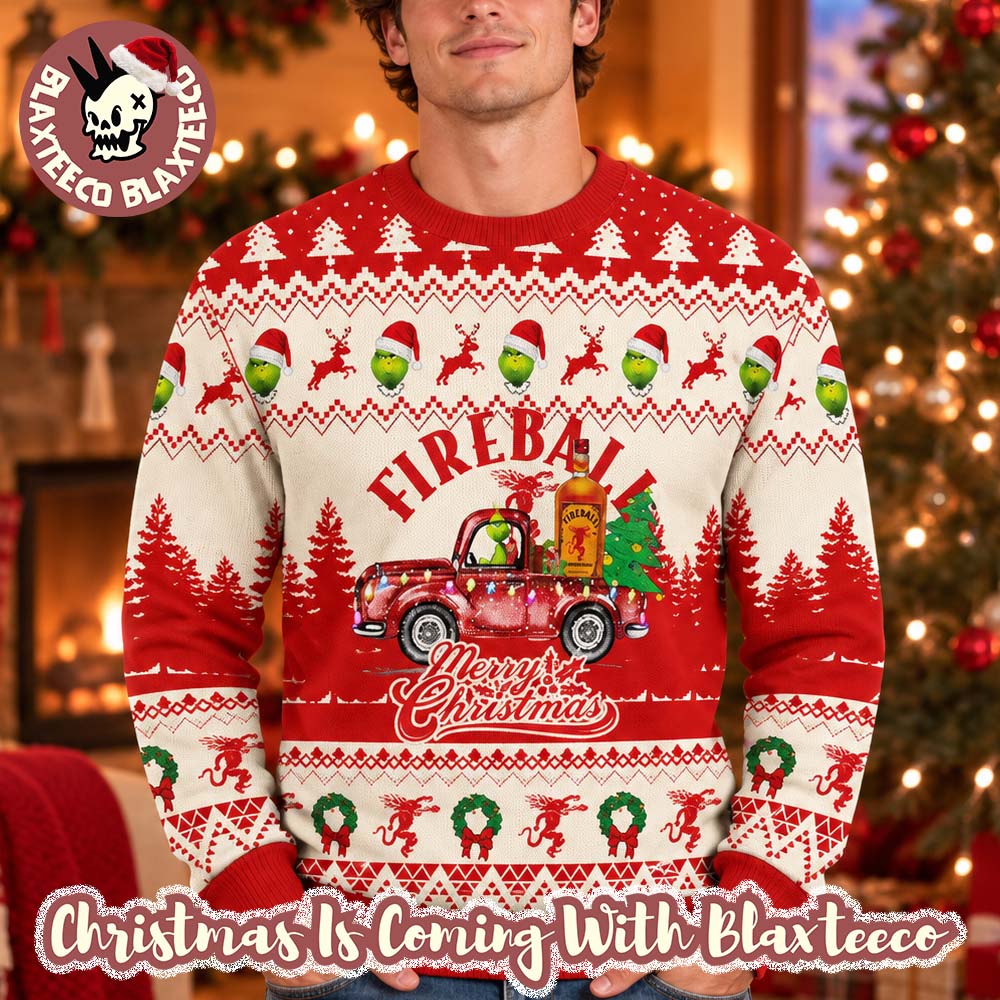 Fireball Grinch Merry Christmas Funny Ugly Sweater 2026