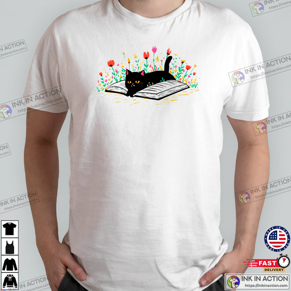 Floral Cat Bookish International Cat Day Tee