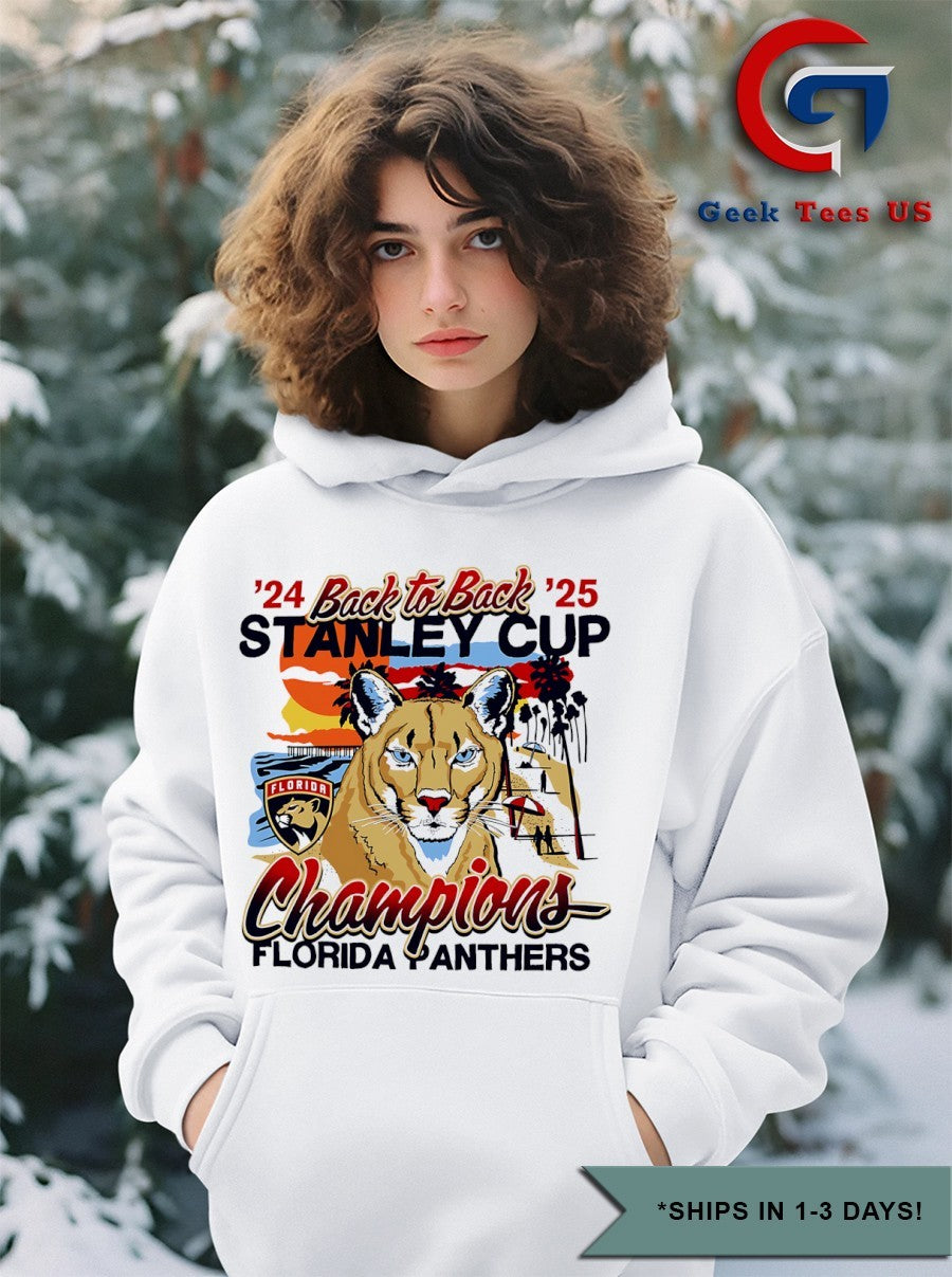 Florida Panthers hockey back to back 2024-2025 Stanley Cup Champions Sunset shirt