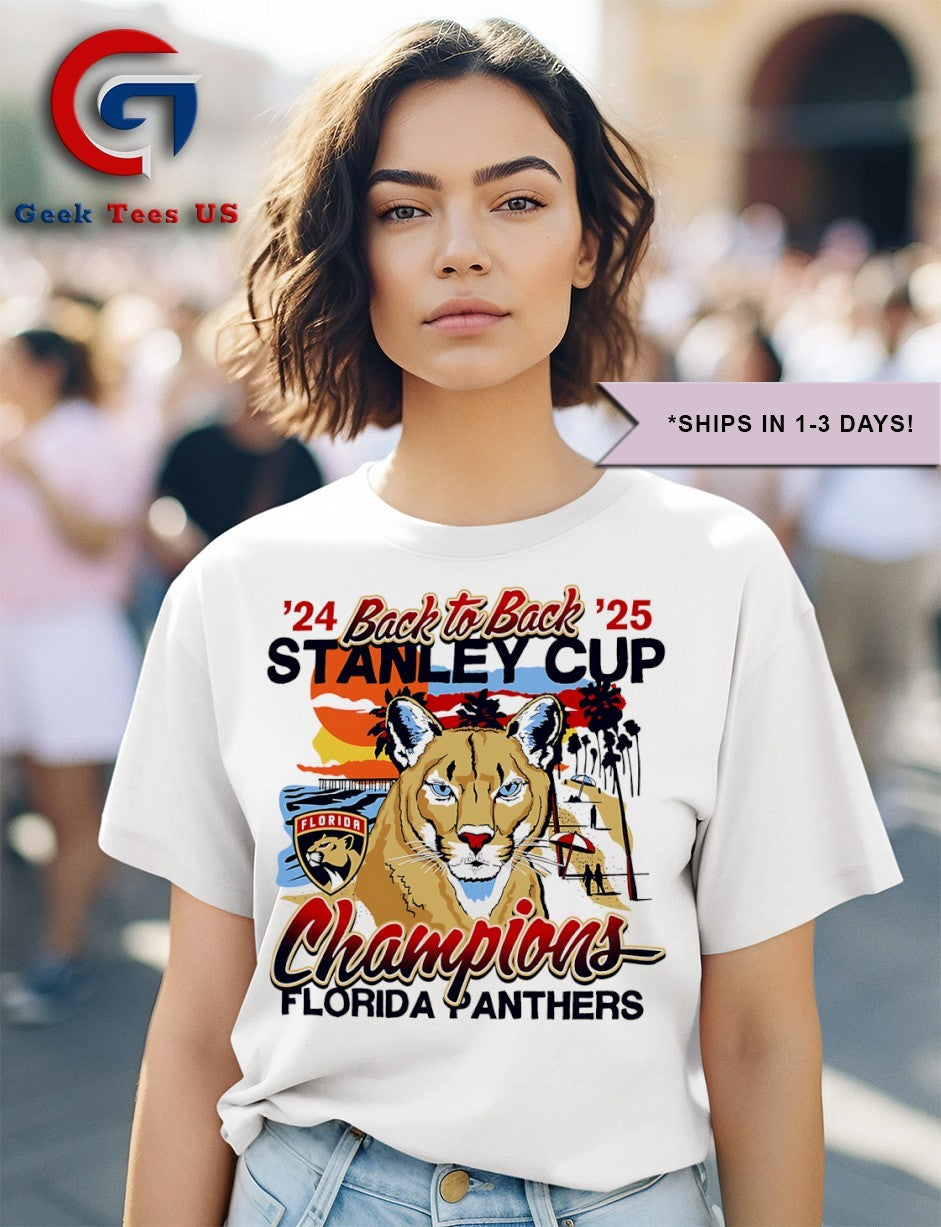 Florida Panthers hockey back to back 2024-2025 Stanley Cup Champions Sunset shirt