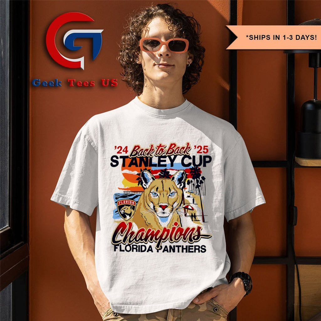 Florida Panthers hockey back to back 2024-2025 Stanley Cup Champions Sunset shirt