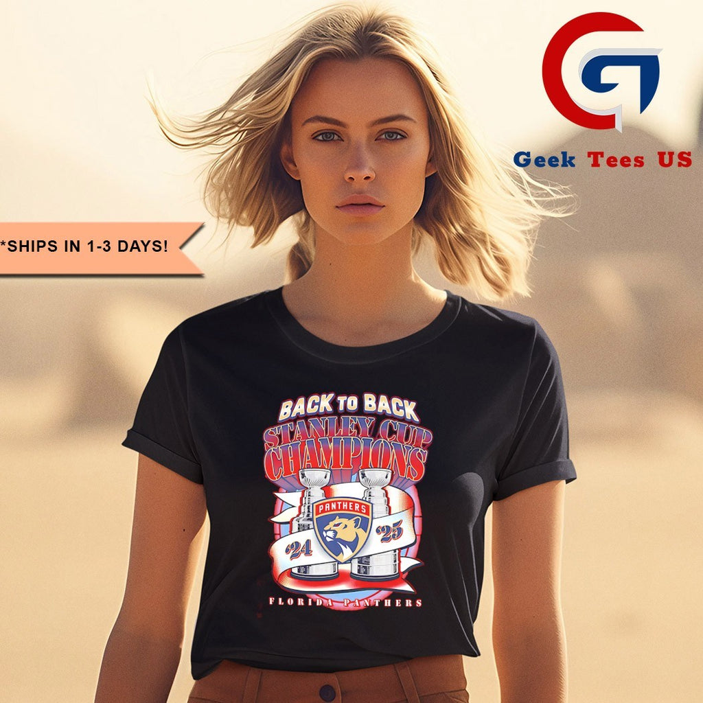 Florida Panthers hockey back to back Stanley Cup Champions 2025 trophy shirt