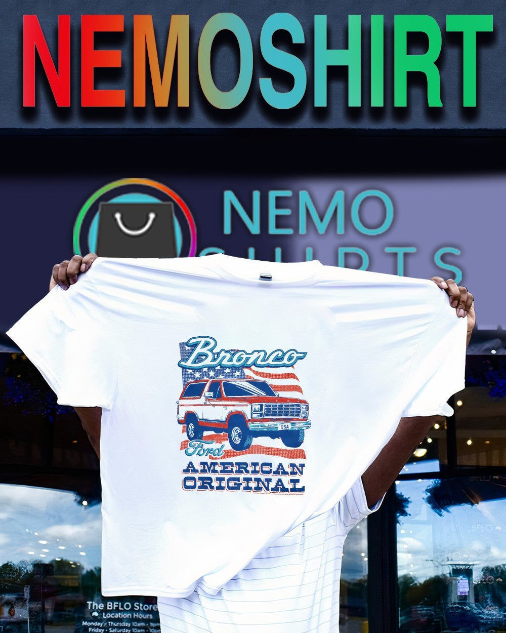 Ford Bronco American original car graphic shirt
