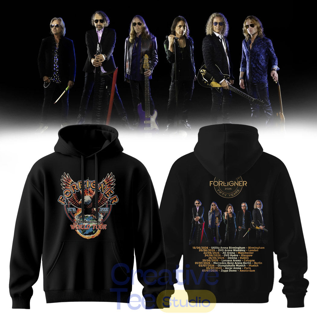 Foreigner 50th Anniversary World Tour 2026 Tee Hoodie
