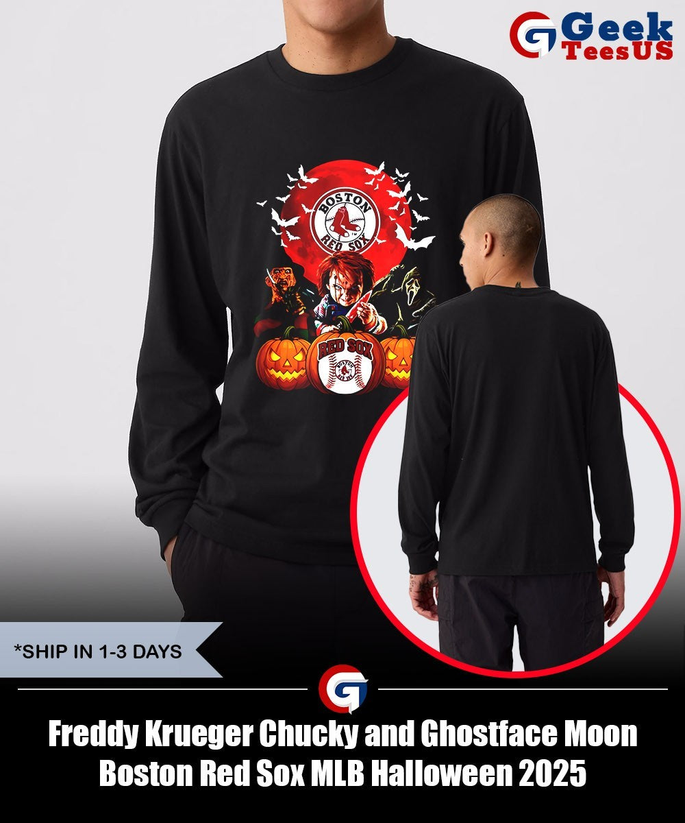 Freddy Krueger Chucky and Ghostface Moon Boston Red Sox MLB Halloween 2025 shirt