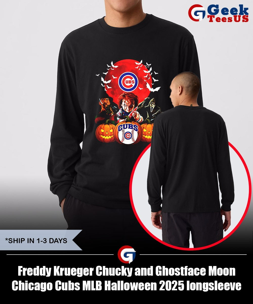 Freddy Krueger Chucky and Ghostface Moon Chicago Cubs MLB Halloween 2025 shirt