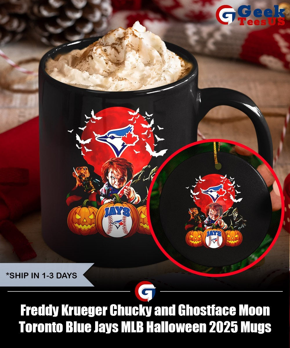 Freddy Krueger Chucky and Ghostface Moon Toronto Blue Jays MLB Halloween 2025 shirt
