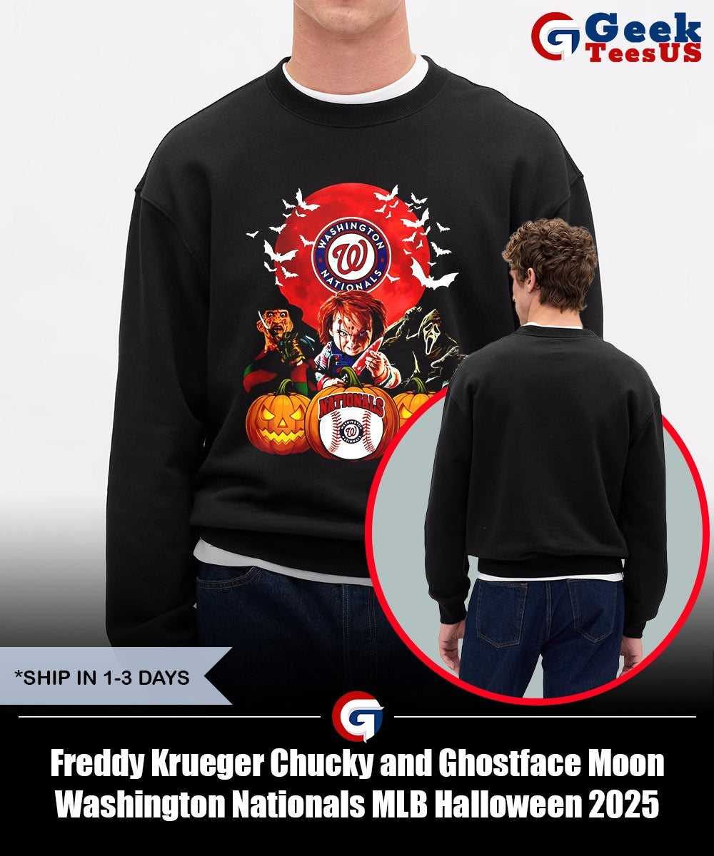 Freddy Krueger Chucky and Ghostface Moon Washington Nationals MLB Halloween 2025 shirt