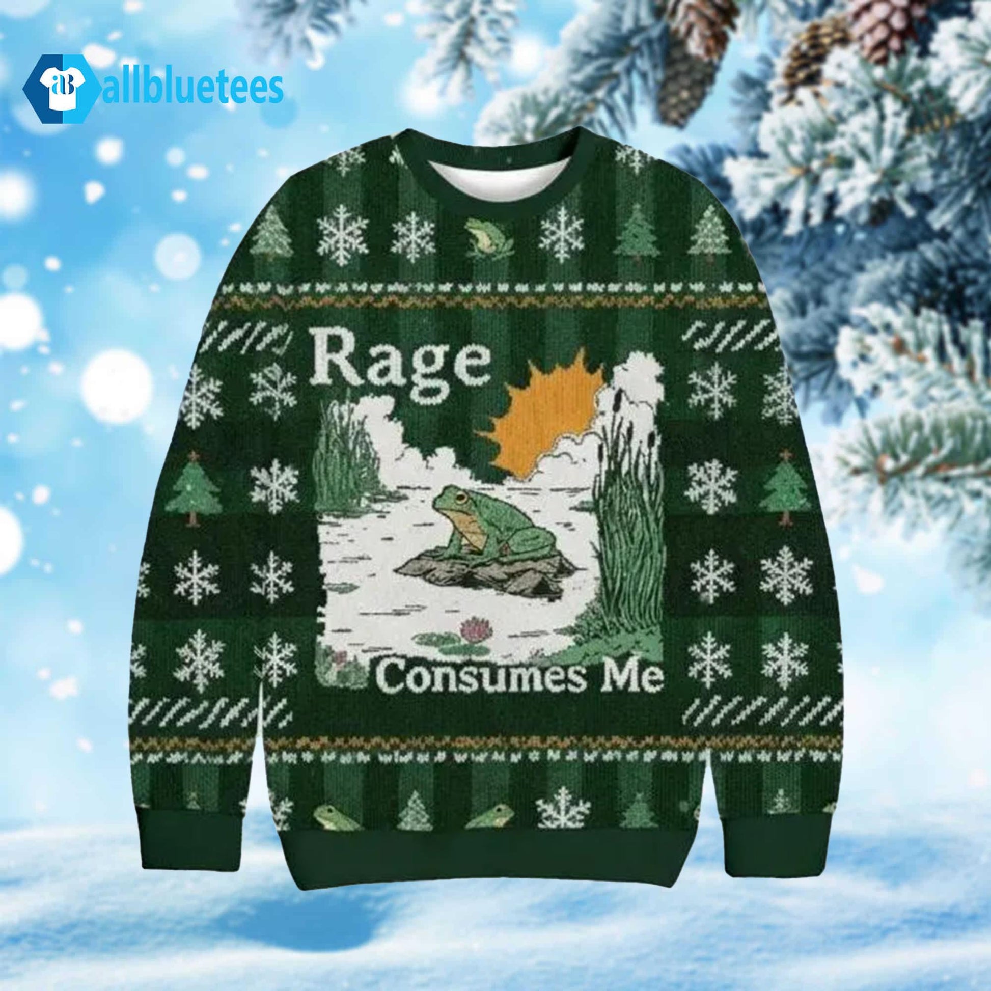 Frog Rage Consumes Me Ugly Christmas Sweater