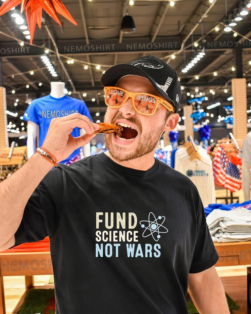 Fund science not wars atom symbol shirt