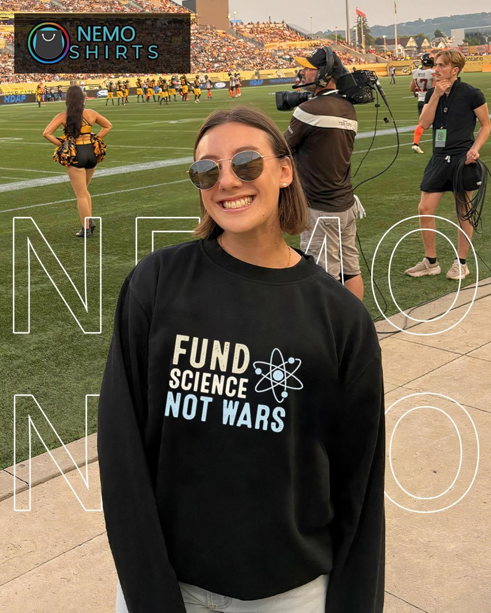 Fund science not wars atom symbol shirt