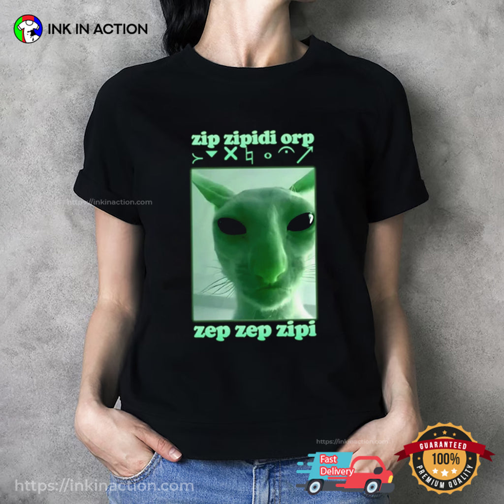 Funny Alien Cat Dank Meme Graphic T-shirt