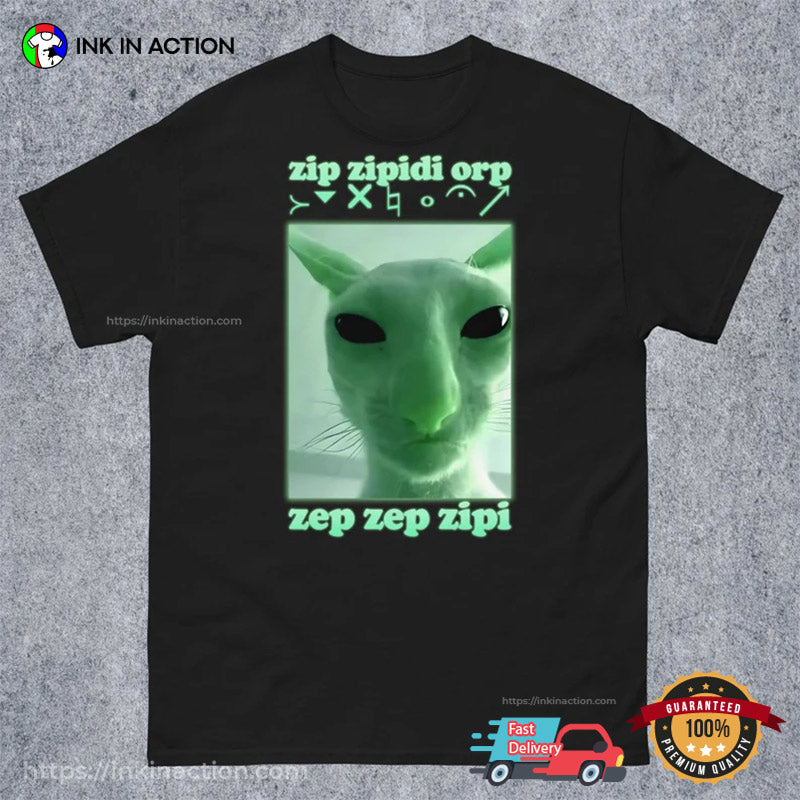 Funny Alien Cat Dank Meme Graphic T-shirt