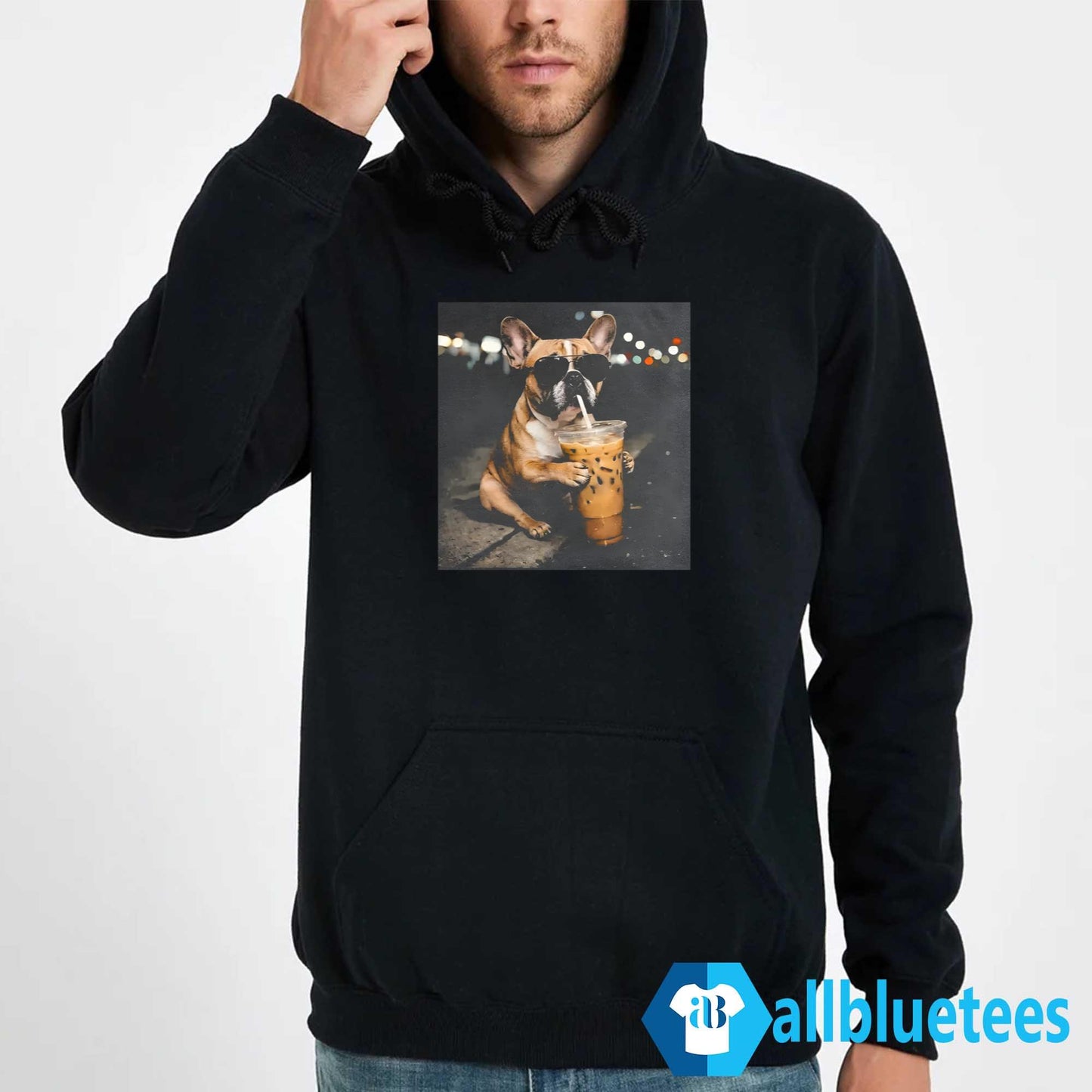 Funny French Bulldog Drinking Iced Coffee Shirt
