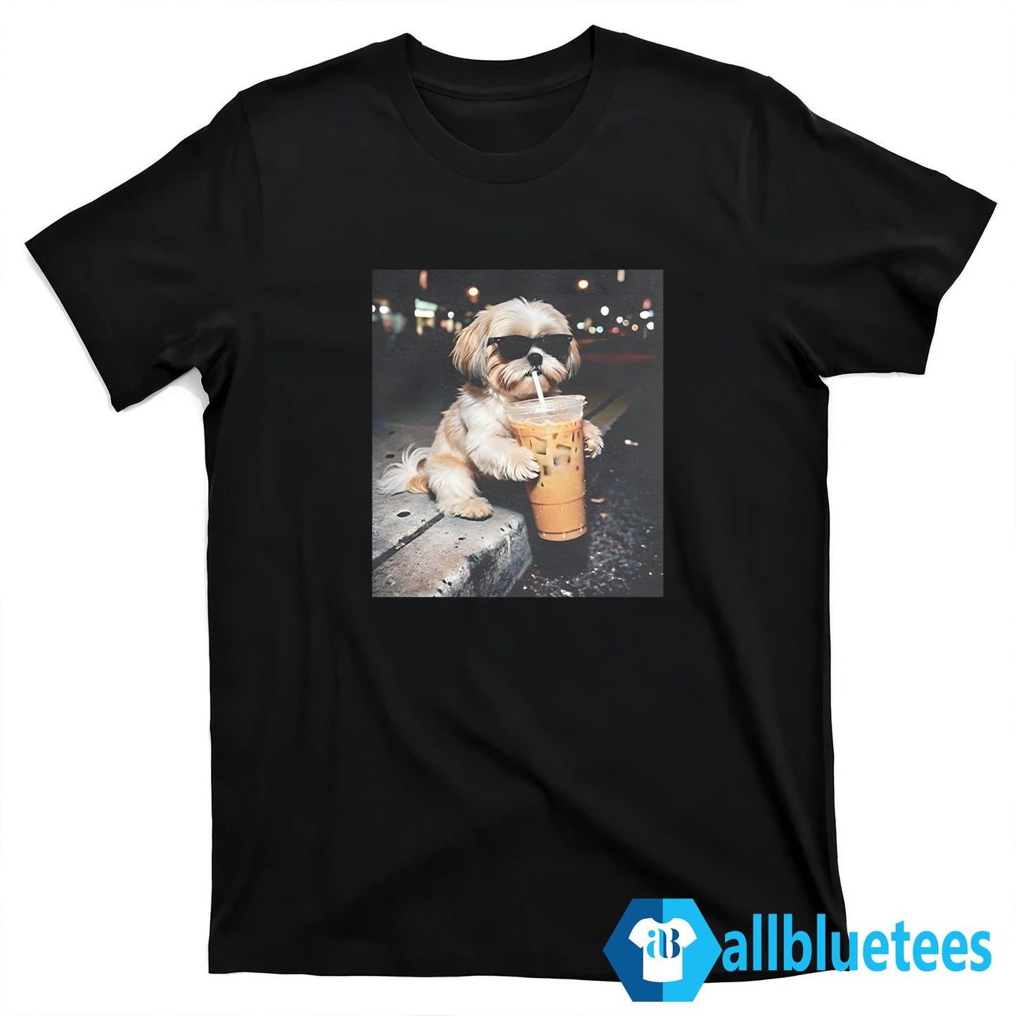 Funny Shih Tzu Drinking Iced Coffee Shirt