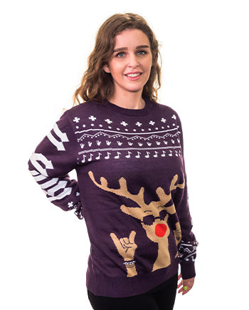 Rockin’ Rudolph Ugly Christmas Sweater Womens