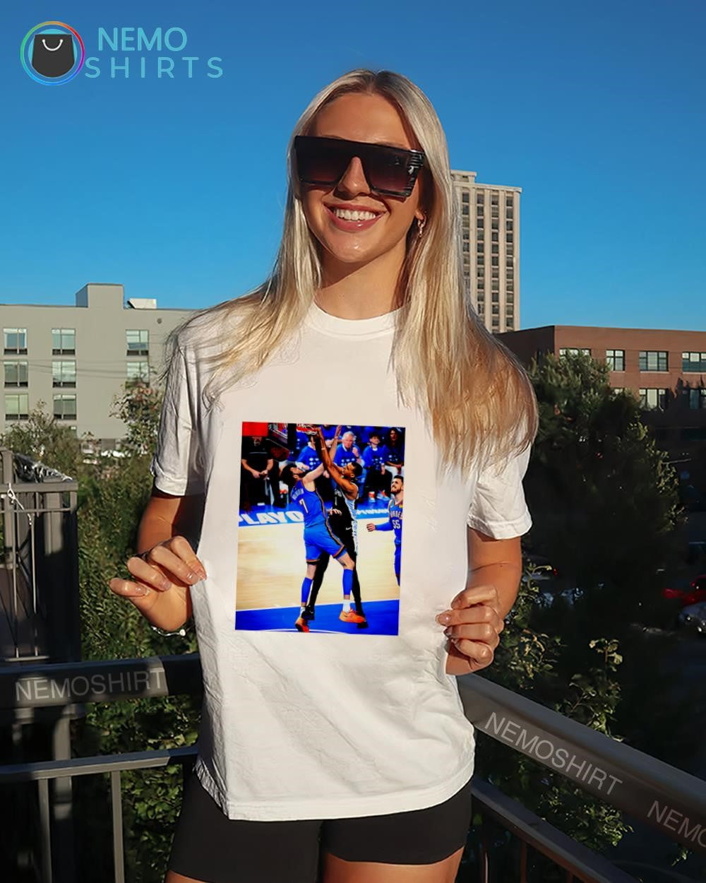 Game 7 Victor Wemby San Antonio Spurs dunking over Chet Holmgren OKC Thunder shirt