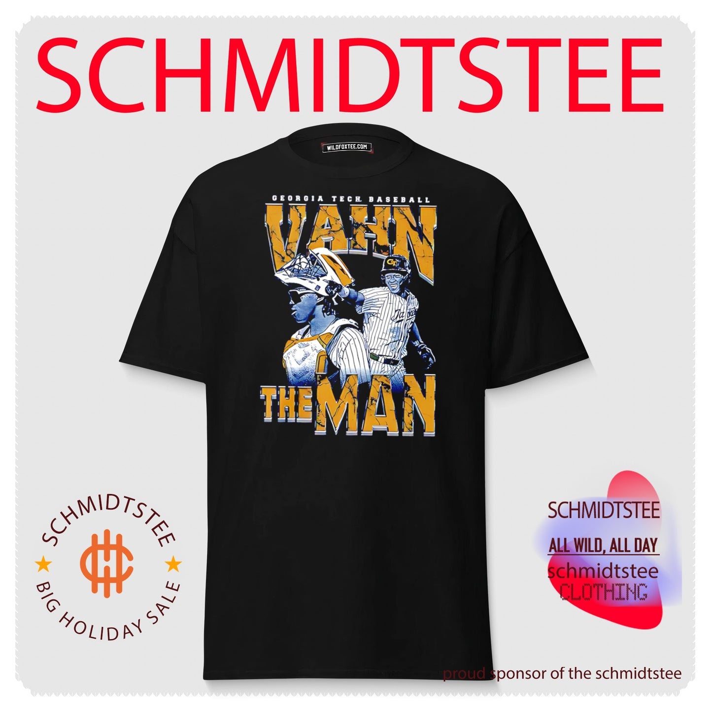 Georgia Tech Baseball Vahn the man illustration retro shirt