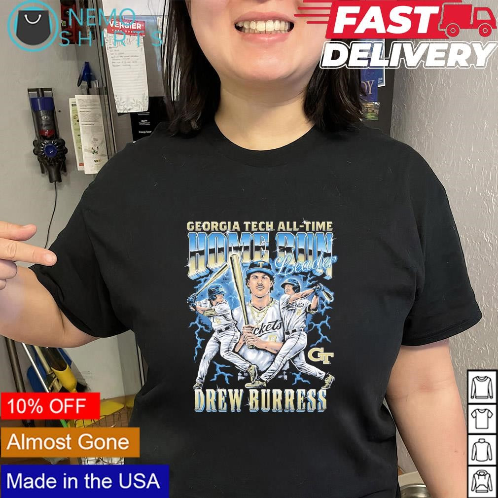 Georgia Tech Yellow Jackets 8 Drew Burress all-time home run record commemorative shirt