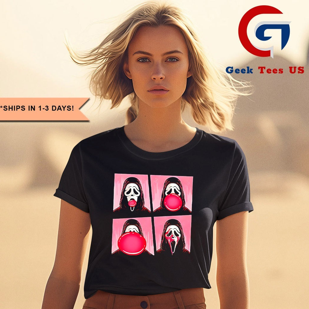 Ghostface bubble pink gum Halloween shirt