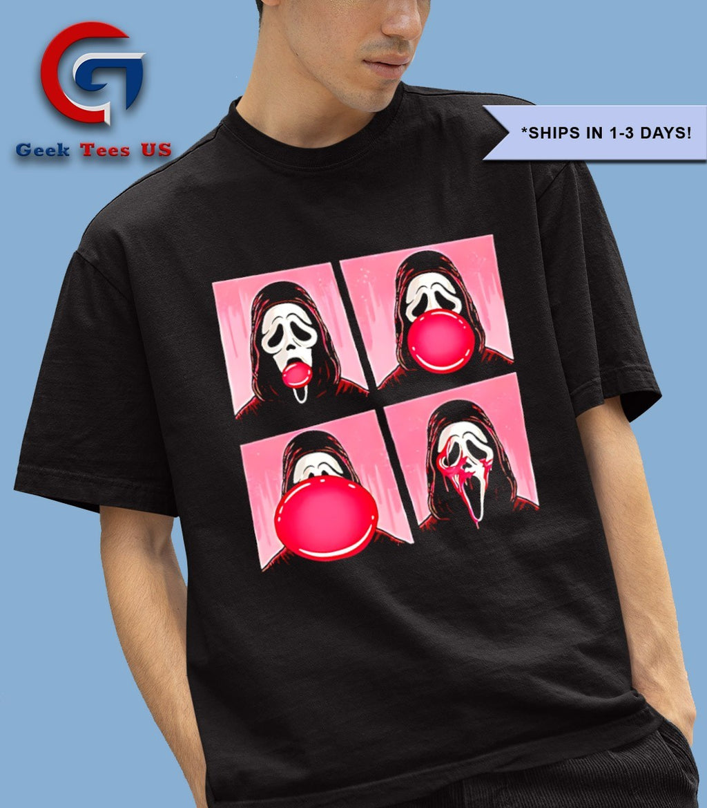 Ghostface bubble pink gum Halloween shirt