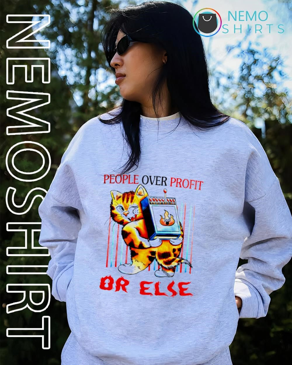 Ginger cat people over profit or else shirt