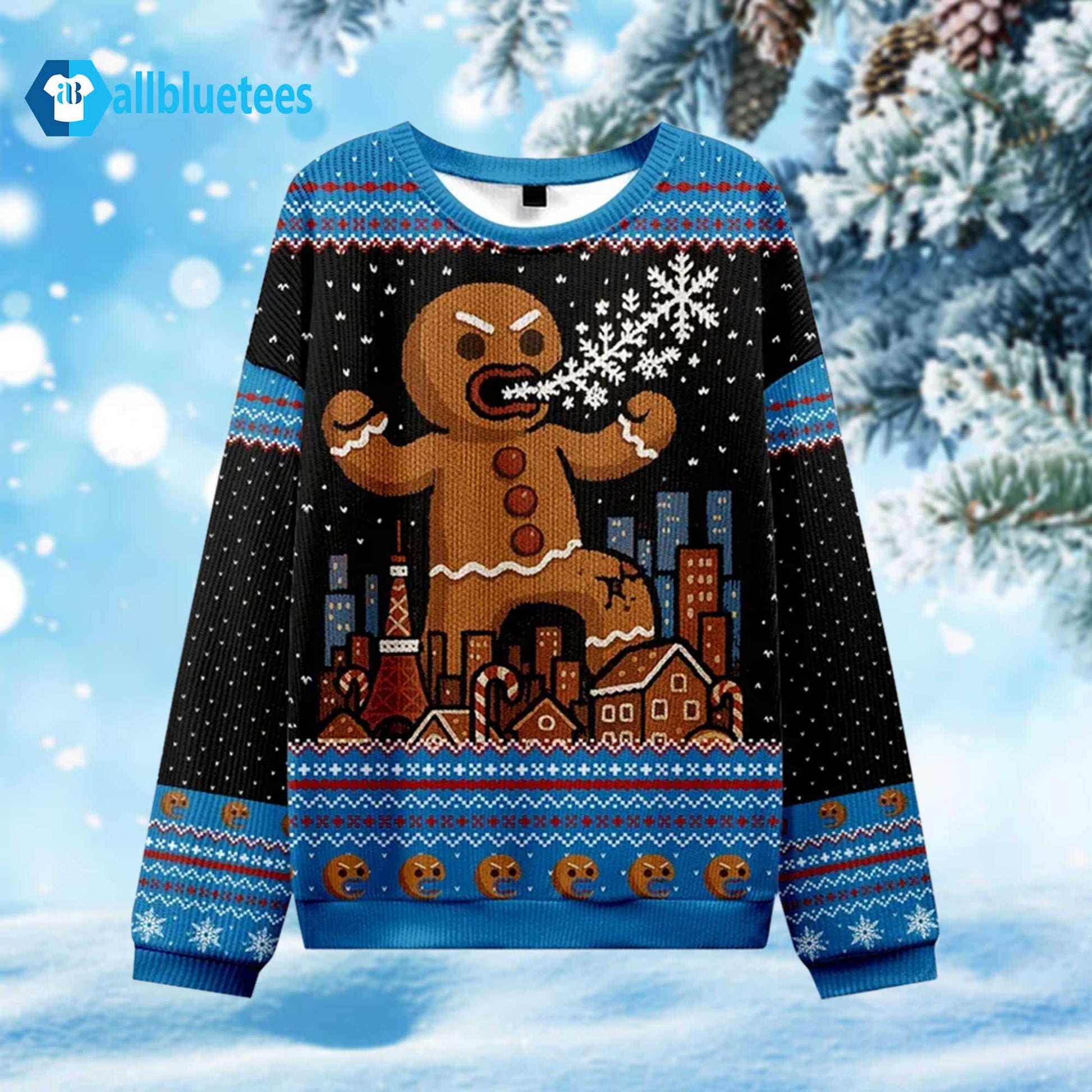 Gingerbread Godzilla Ugly Christmas Sweater