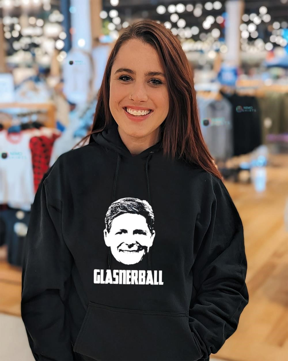 Glasnerball head retro graphic shirt