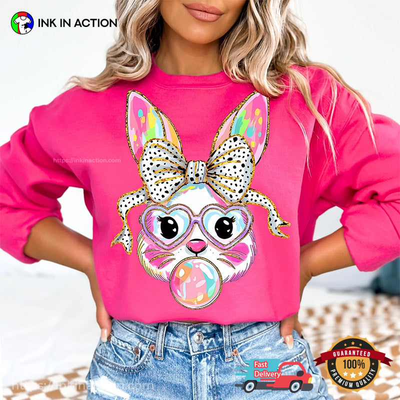 Glitter Easter Bunny Coquette Cute Girl Shirt