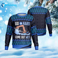 Go In Hard Come Out Wet Swimmer Ugly Christmas Sweater