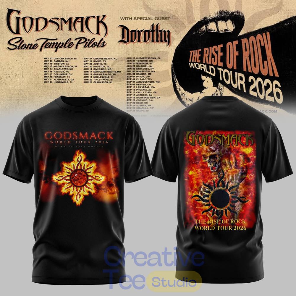 Godsmack The Rise of Rock World Tour 2026 Tee Hoodie