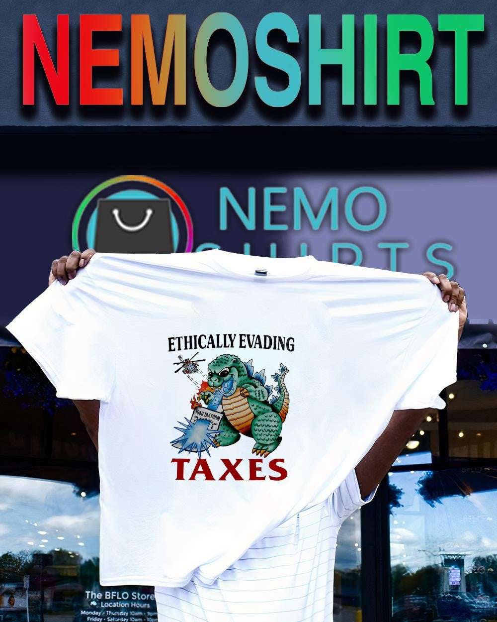 Godzilla Tax Form ethically evading taxes shirt