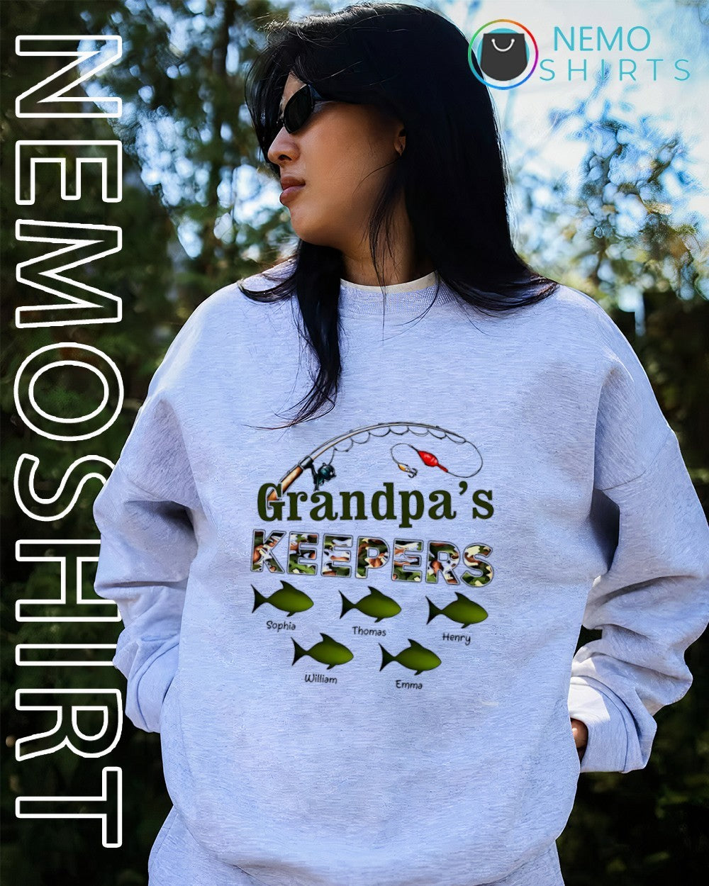 Grandpa’s Keepers Sophia Thomas Henry William Emma fish shirt