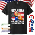 Grantifa Grandmas Against Fascism flag Rosie the Riveter shirt