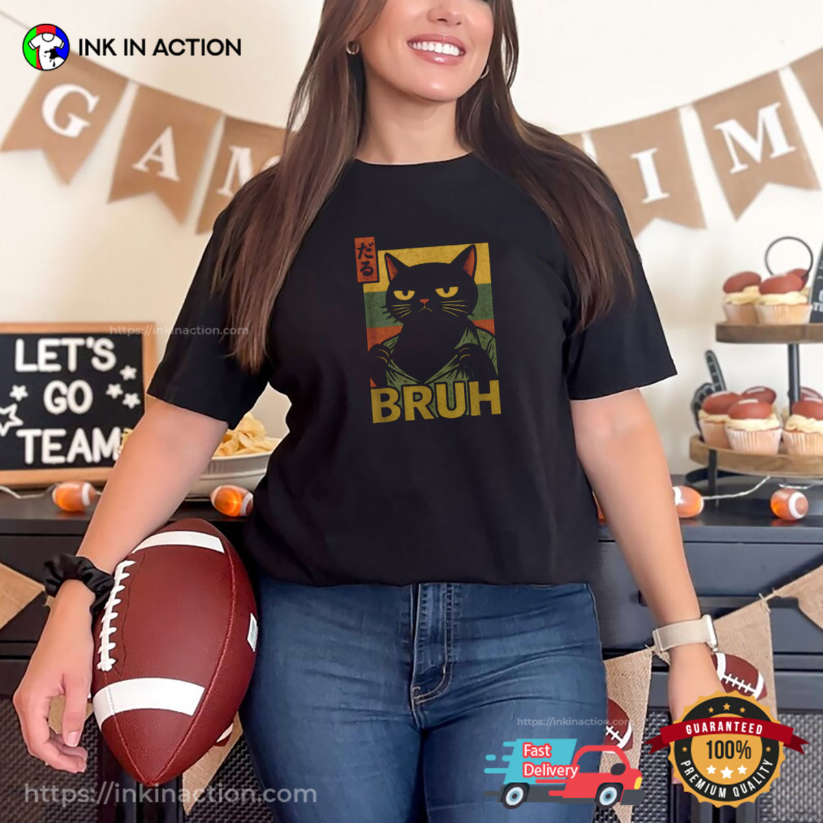 Grumpy Cat Bruh Meme Retro Japanese Style T-shirt