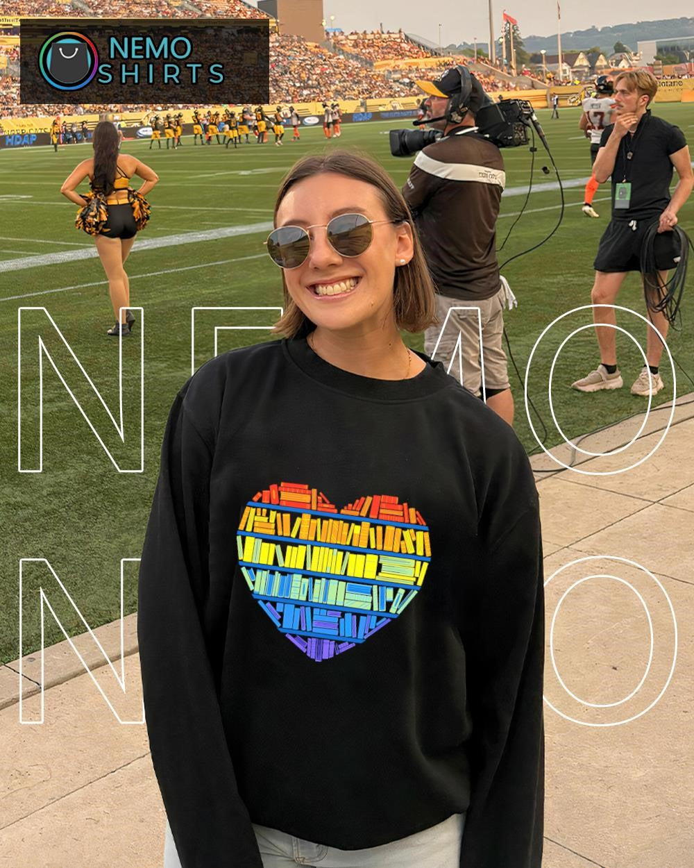Love for Knowledge LGBT Pride bookshelf shirt
