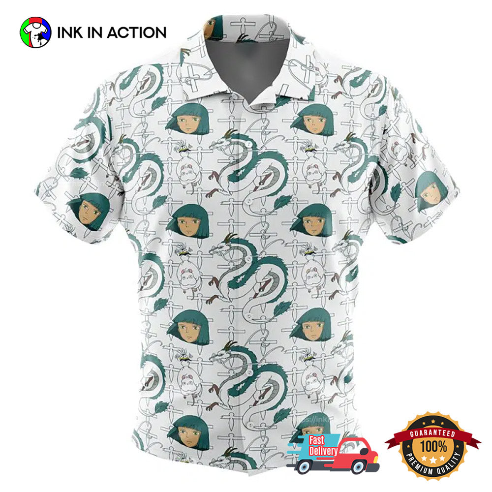 Haku Spirited Away Button Up Hawaiian Shirt