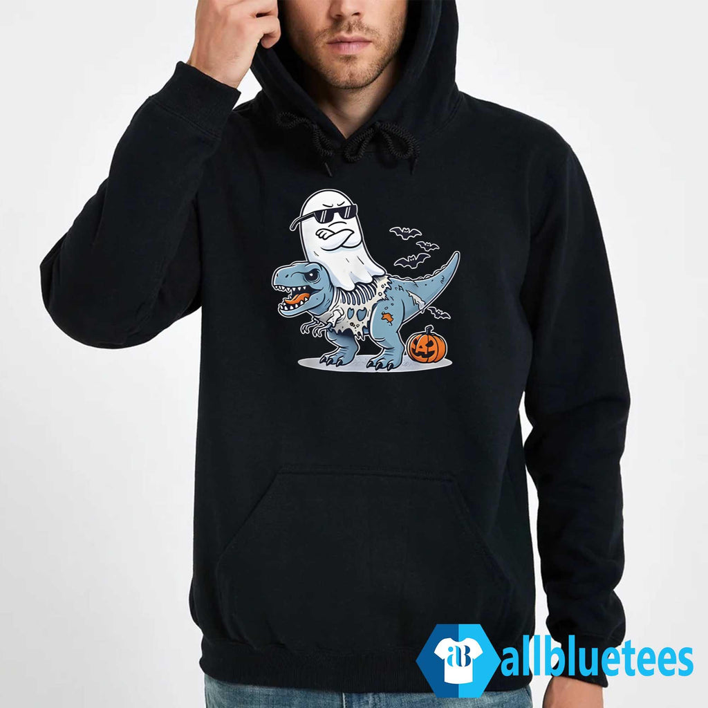 Halloween Ghost Riding Zombie T-Rex Shirt
