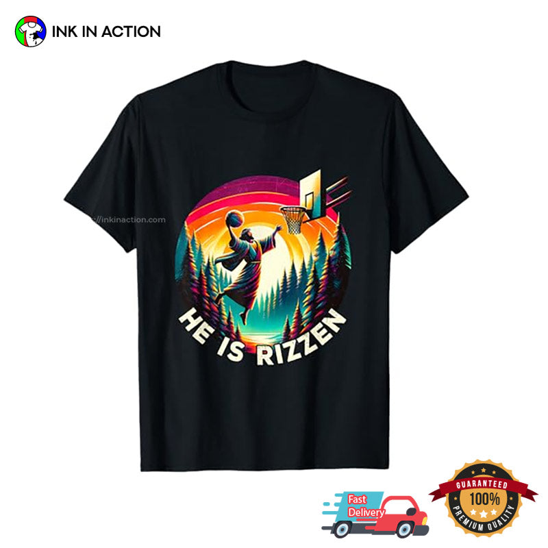 He Is Rizzen Christian Jesus Basketball Colorful T-shirt
