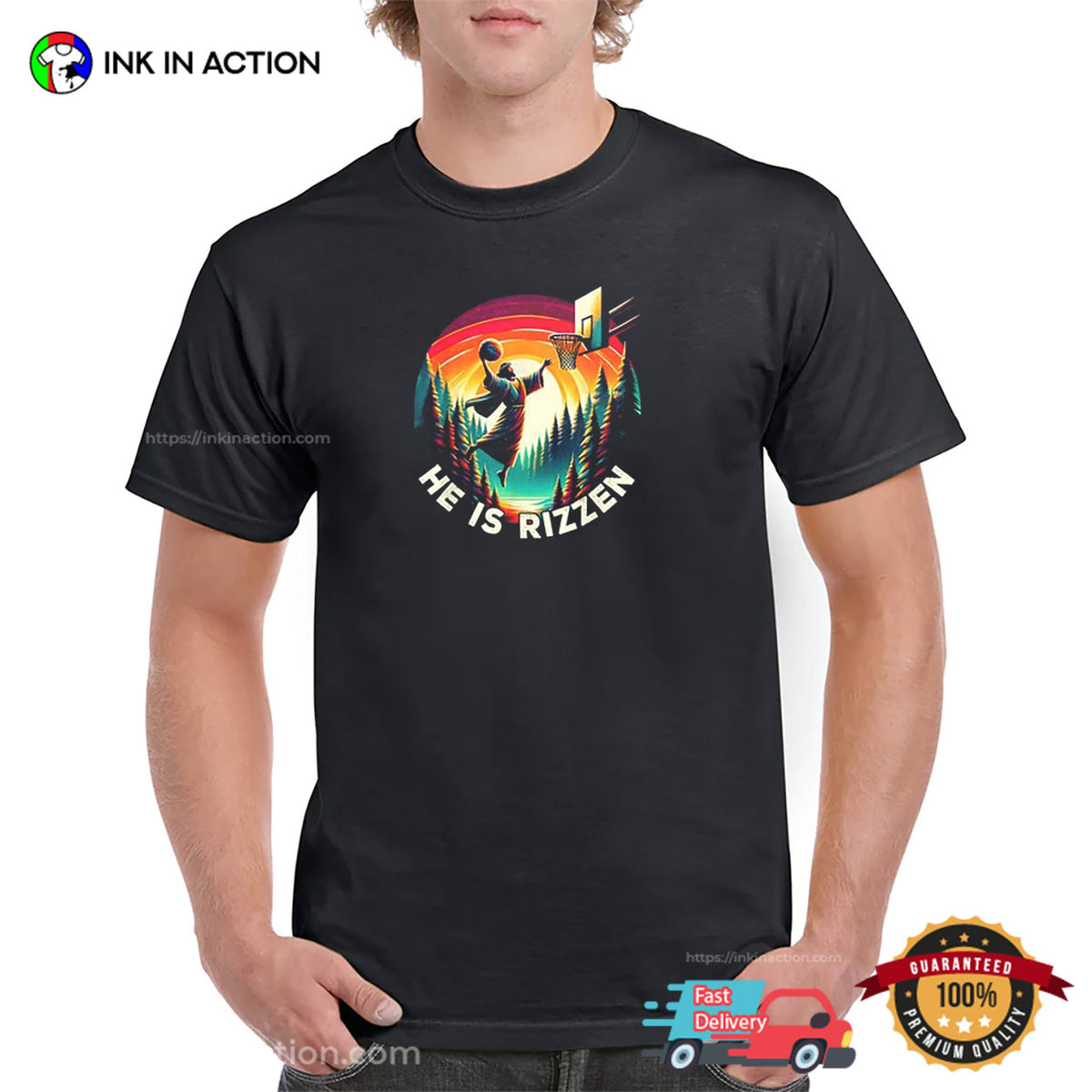 He Is Rizzen Christian Jesus Basketball Colorful T-shirt