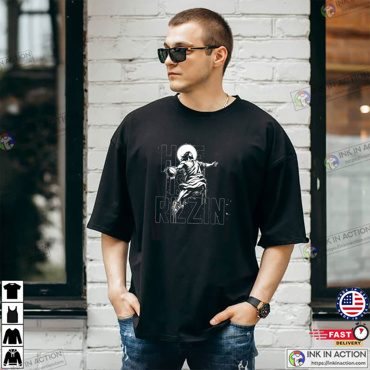 He Is Rizzin Funny Jesus Play Basketball Anime T-shirt