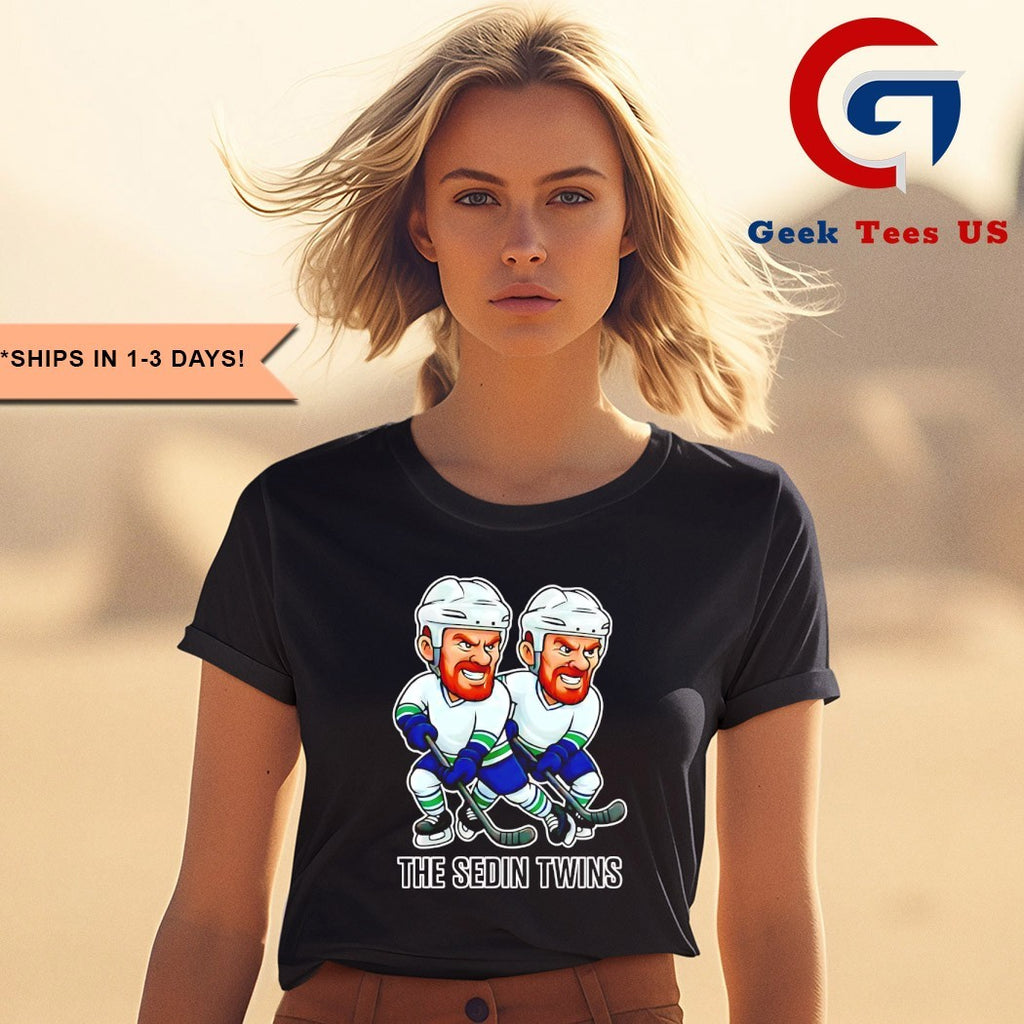 Henrik Sedin and Daniel Sedin Vancouver Canucks the Sedin Twins Hockey caricatures shirt