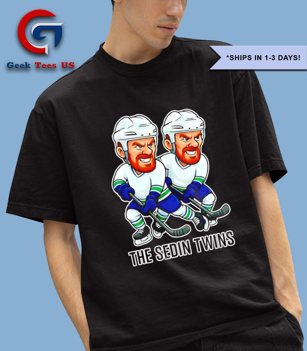 Henrik Sedin and Daniel Sedin Vancouver Canucks the Sedin Twins Hockey caricatures shirt
