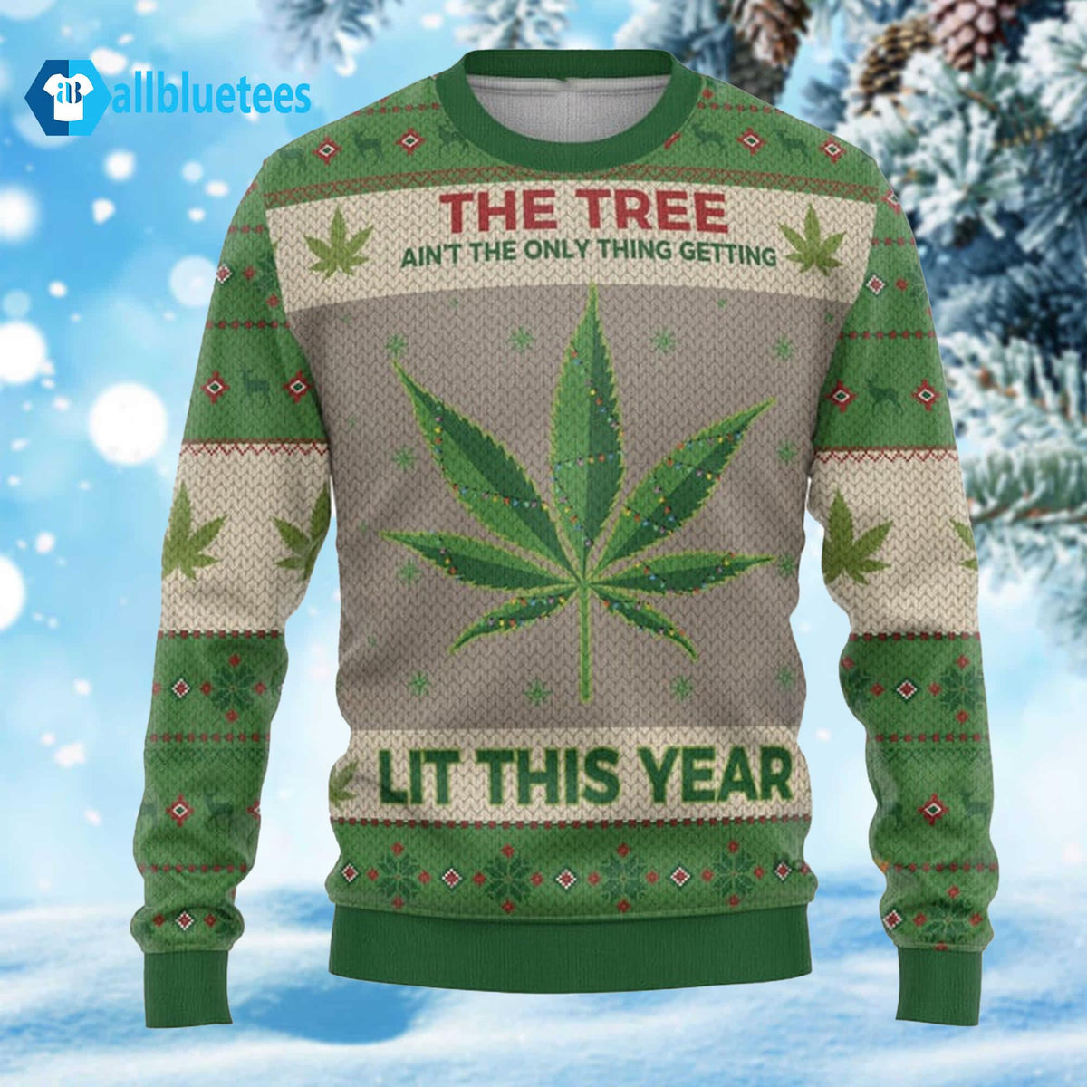 Hobby New Lit This Year Weed Christmas Ugly Sweater