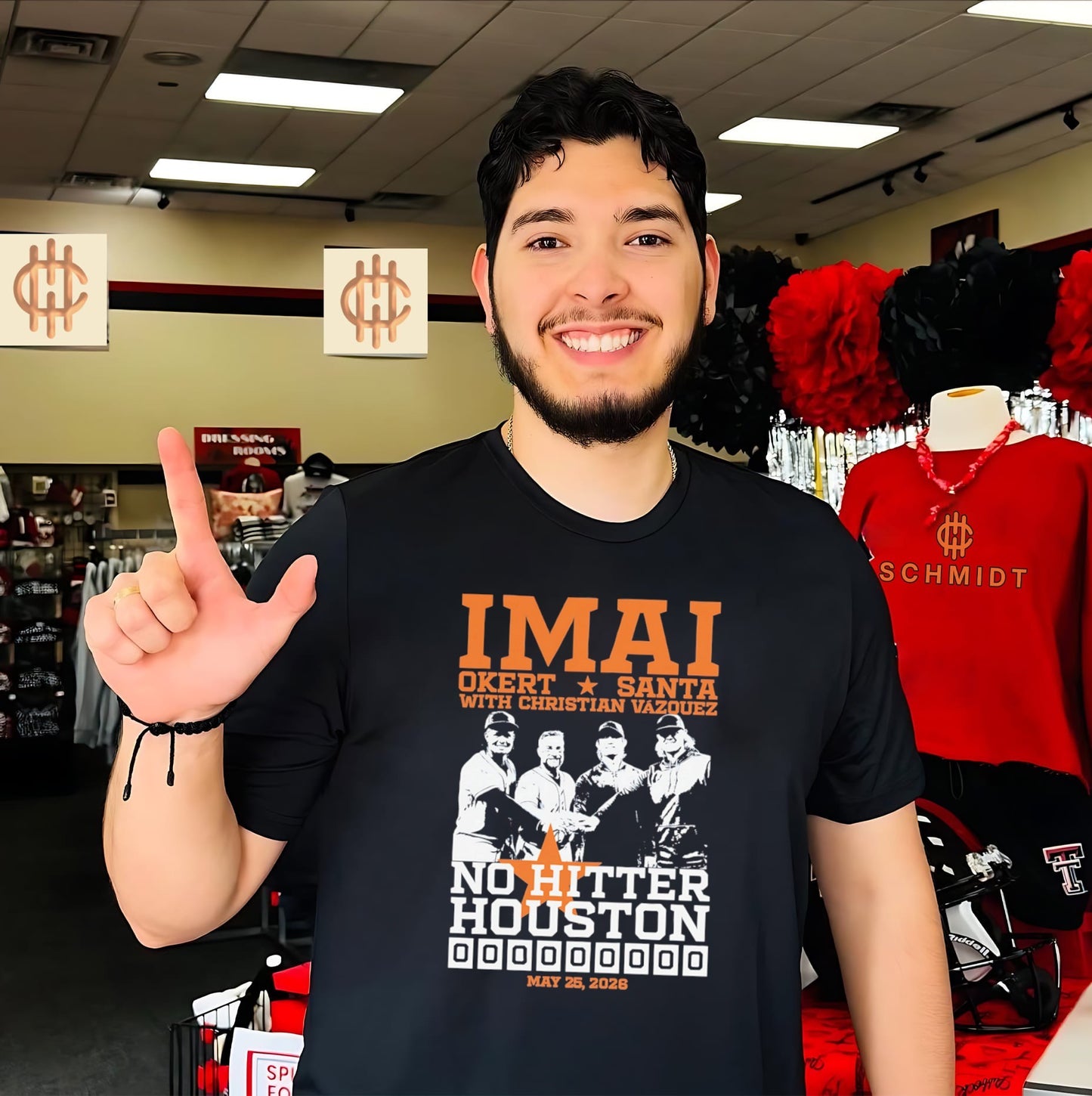 Houston Astros No-Hitter Imai Okert Santa with Christian Vazquez shirt