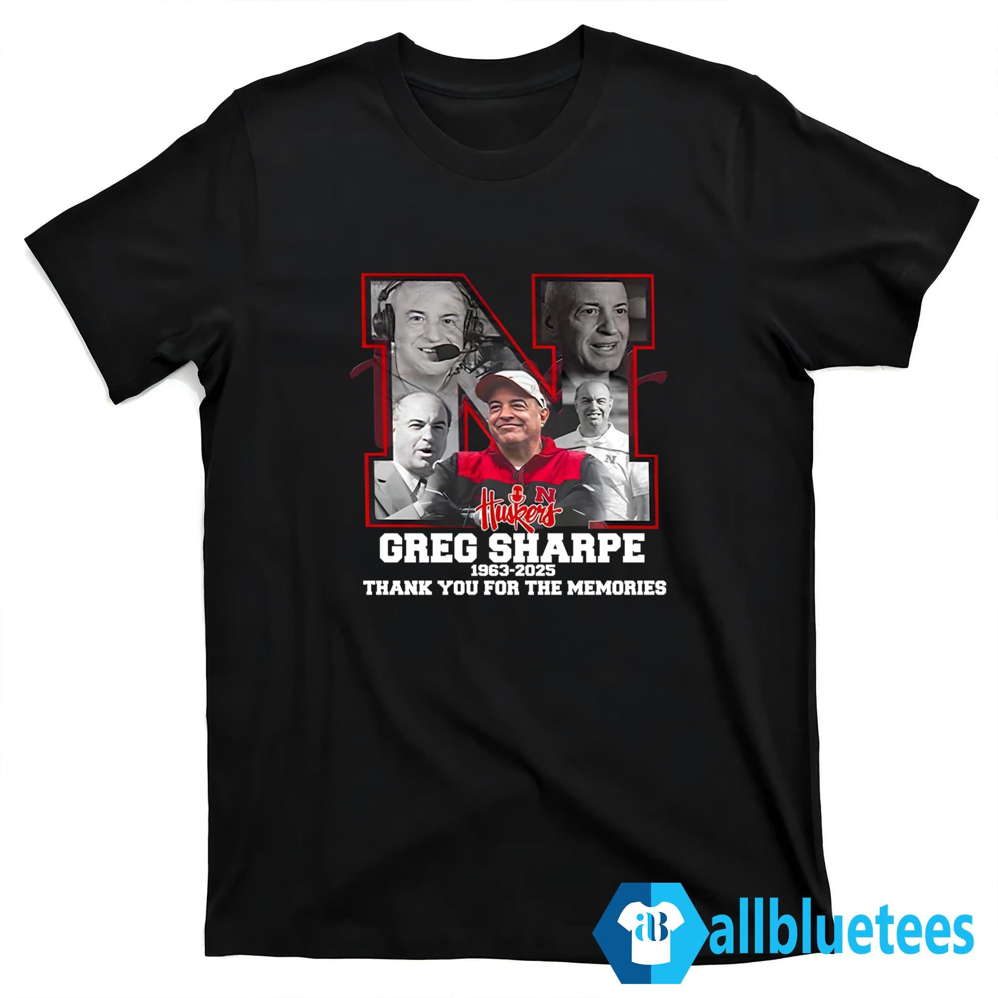 Huskers Greg Sharpe 1963-2025 Thank You For The Memories Shirt