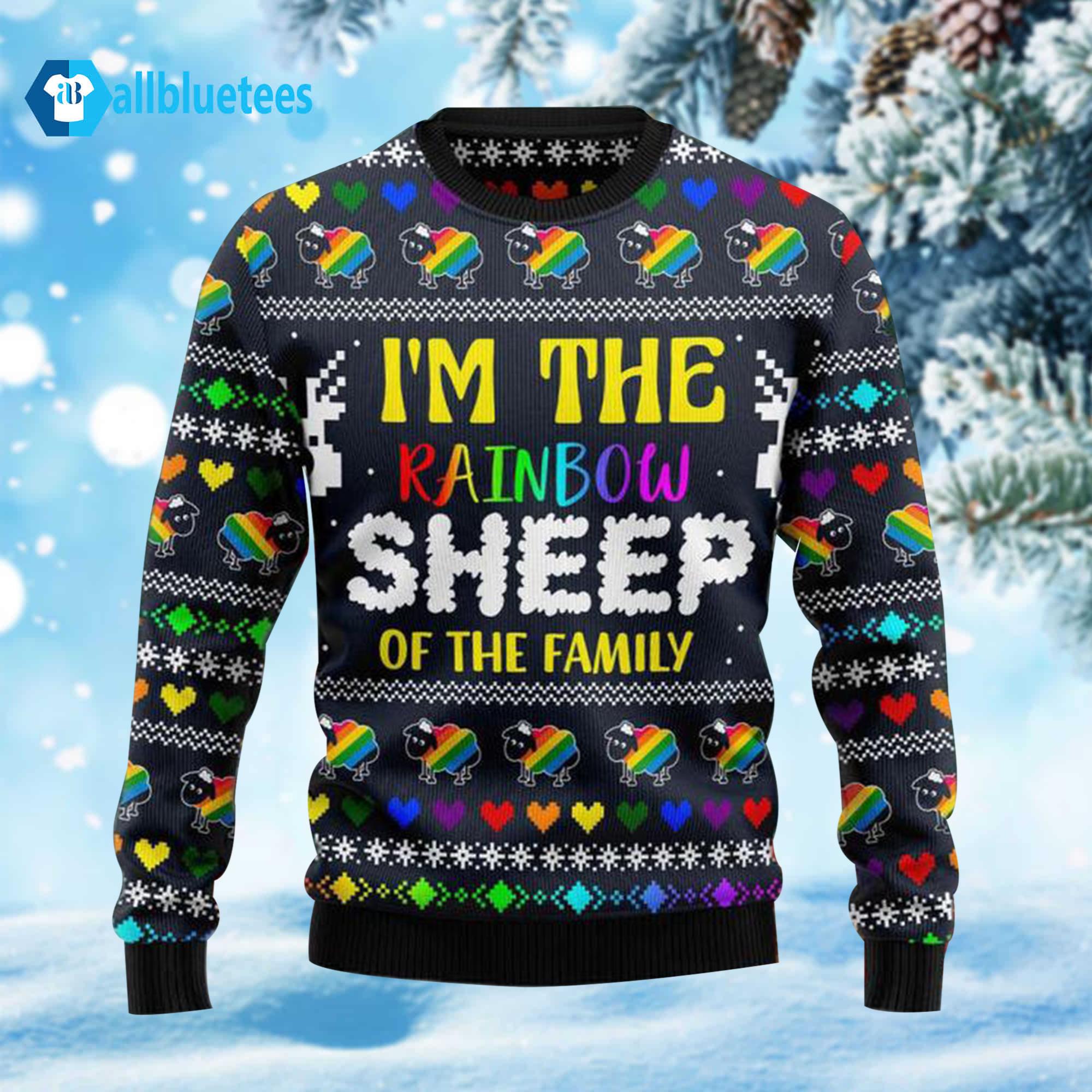 I Am The Rainbow Sheep Of Family Ugly Christmas Sweater