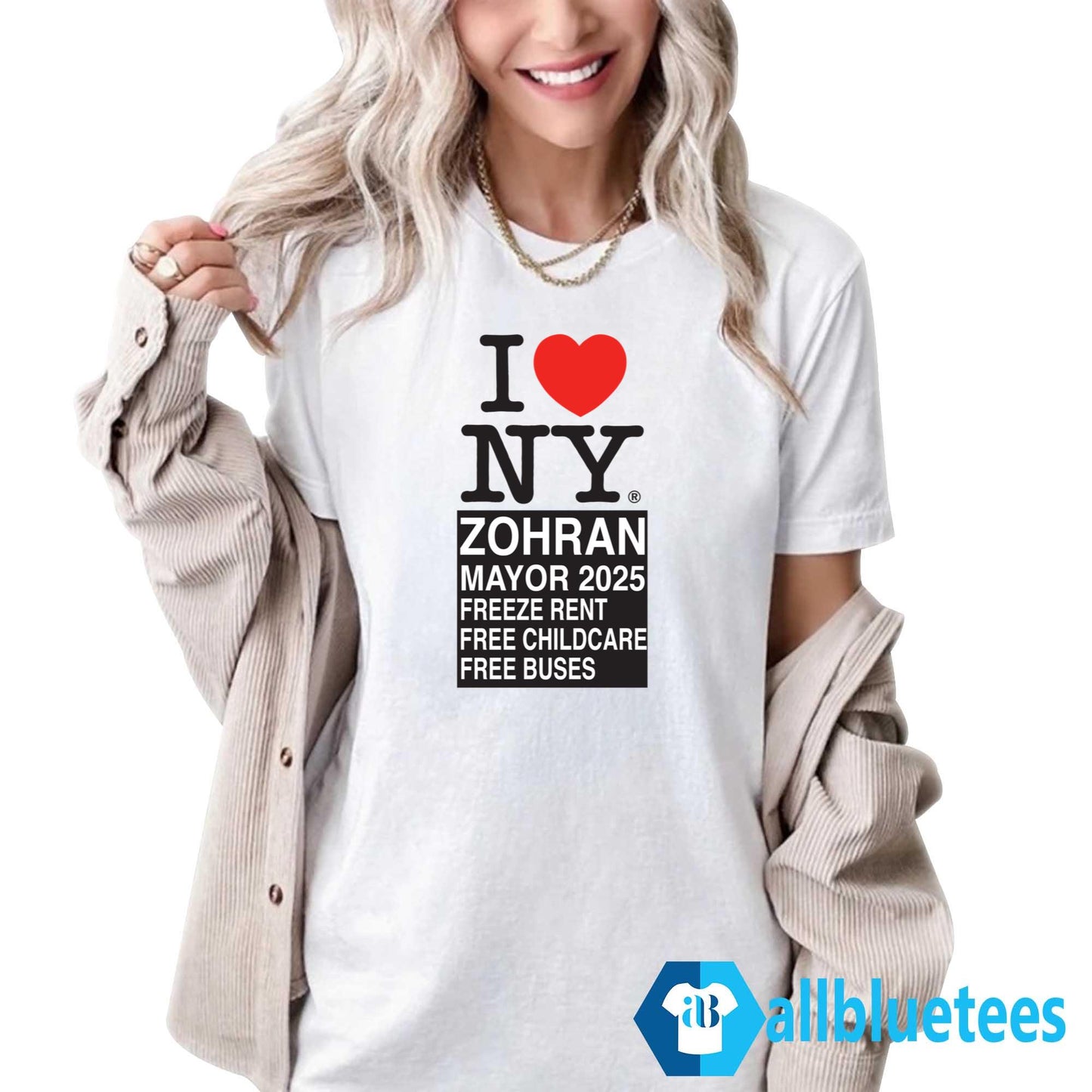 I Love NY Zohran Mayor 2025 Freeze Rent Free Childcare Free Buses Shirt